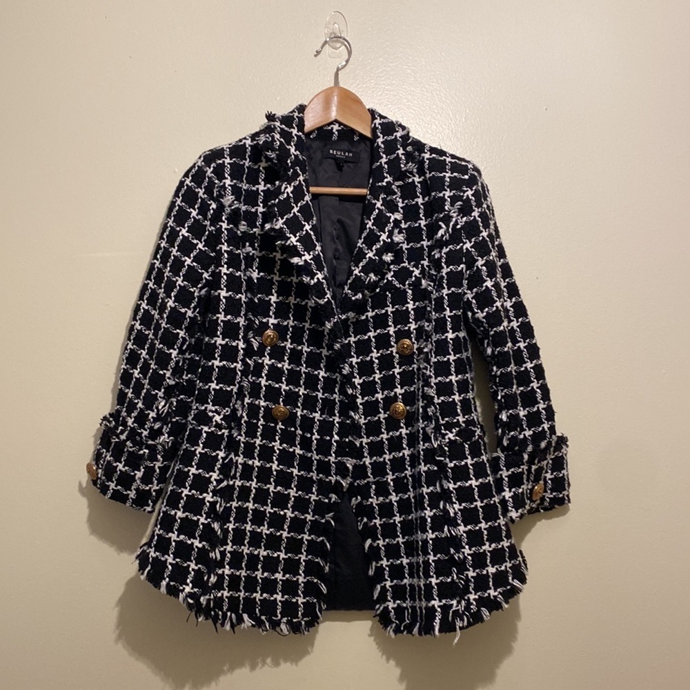 BEULAH STYLE Chic Black and White Tweed Jacket. Size M
